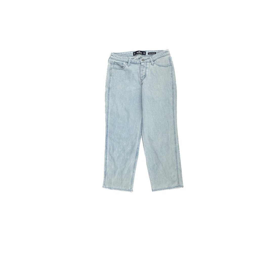 Hollister Mid Rise Crop Boyfriend Button Fly Women's size 5 Short Blue Jeans